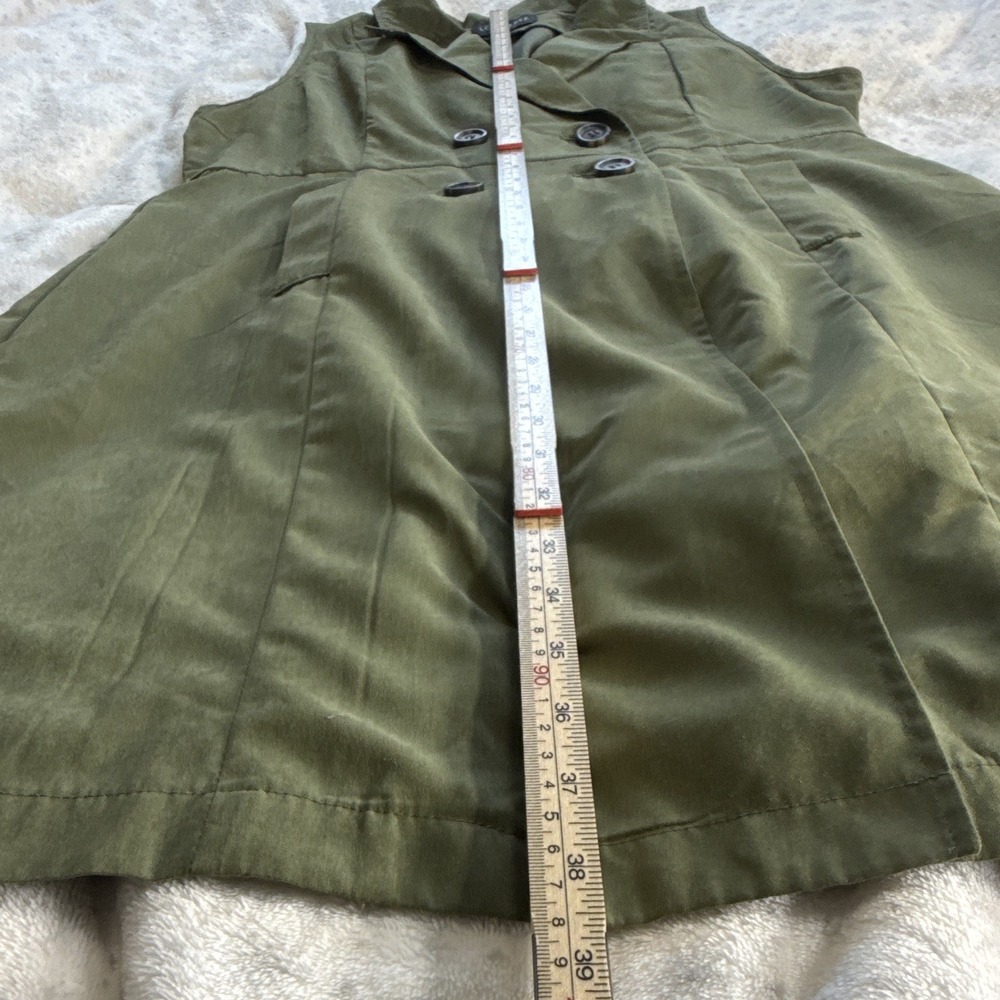 Love Tree Green Solid Shirt Dress L Collared Button Front Pockets Knee Twill - Picture 11 of 11